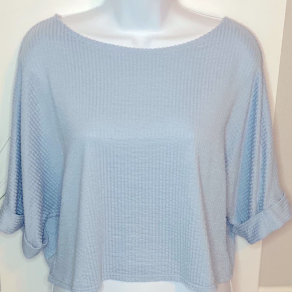 Anthropologie purchased Textured Blue Seasonal Crop Top